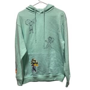 Nickelodeon Hey Arnold Sweatshirt Hoodie Size Small Teal with graphic NWT